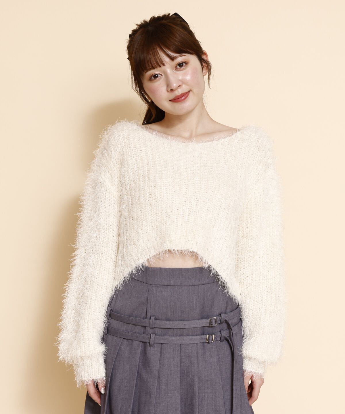 REDYAZEL「クロップドシャギーニットトップス」|ニット・セーター|