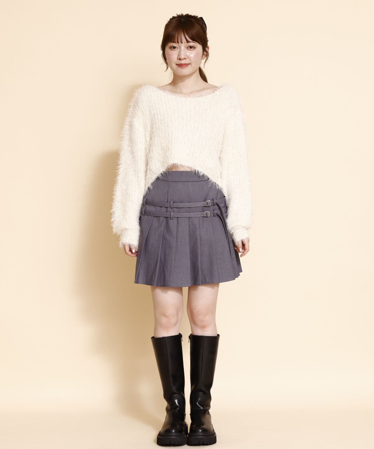 REDYAZEL「クロップドシャギーニットトップス」|ニット・セーター|