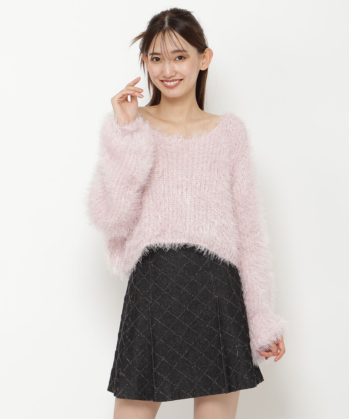 REDYAZEL「クロップドシャギーニットトップス」|ニット・セーター|