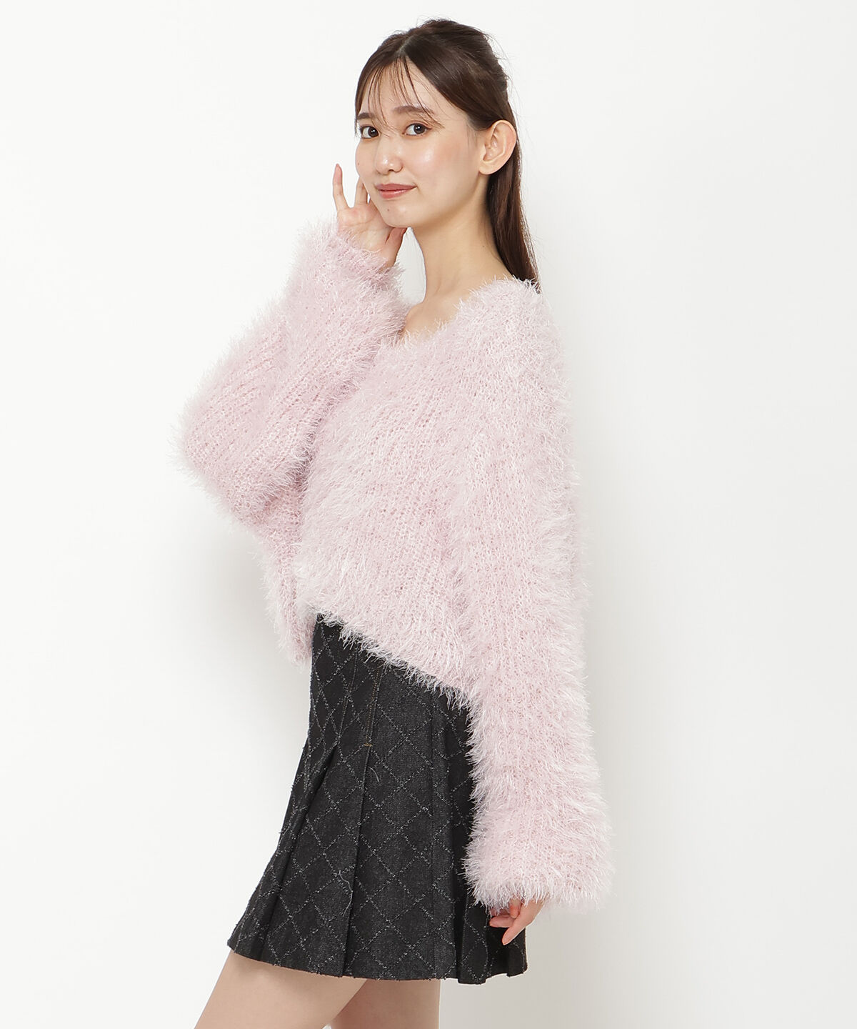 REDYAZEL「クロップドシャギーニットトップス」|ニット・セーター|