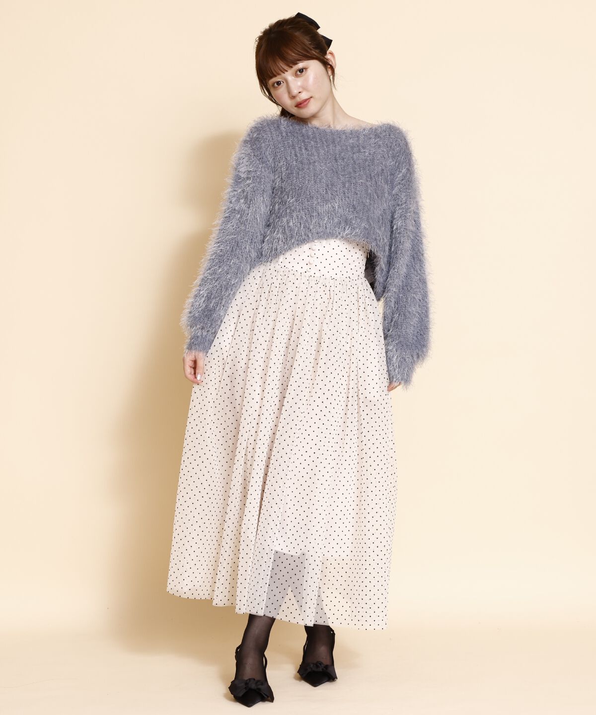 REDYAZEL「クロップドシャギーニットトップス」|ニット・セーター|