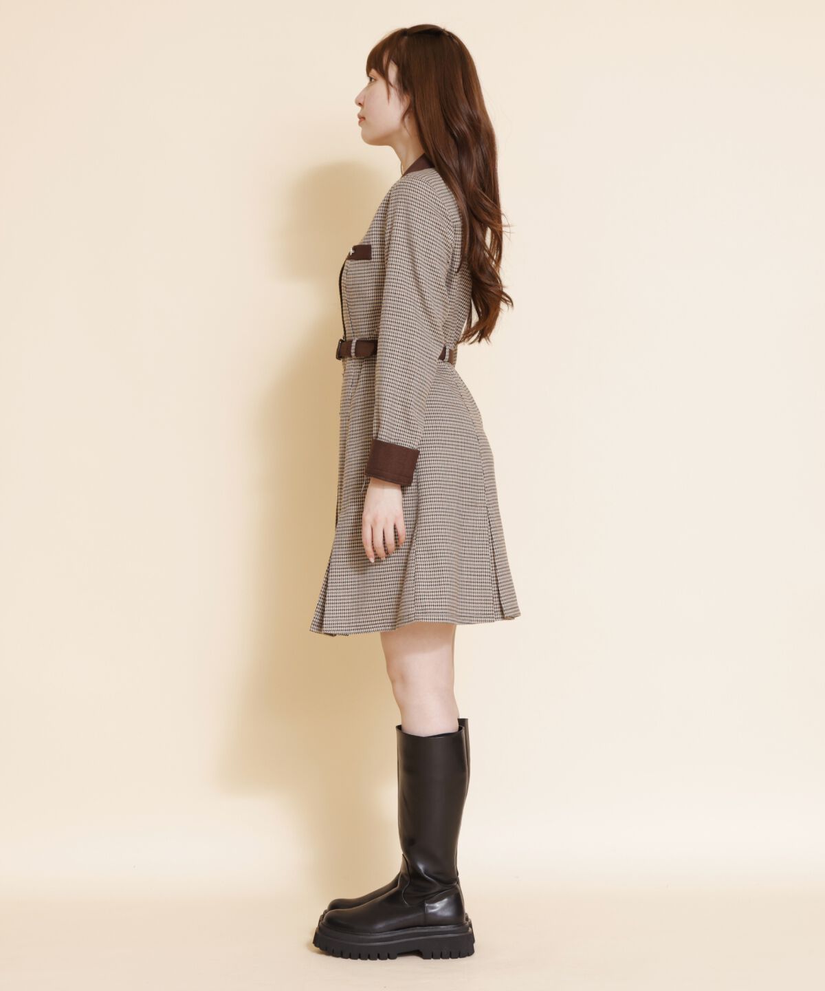 REDYAZEL「チェックバイカラーミニシャツワンピース」|ワンピース|