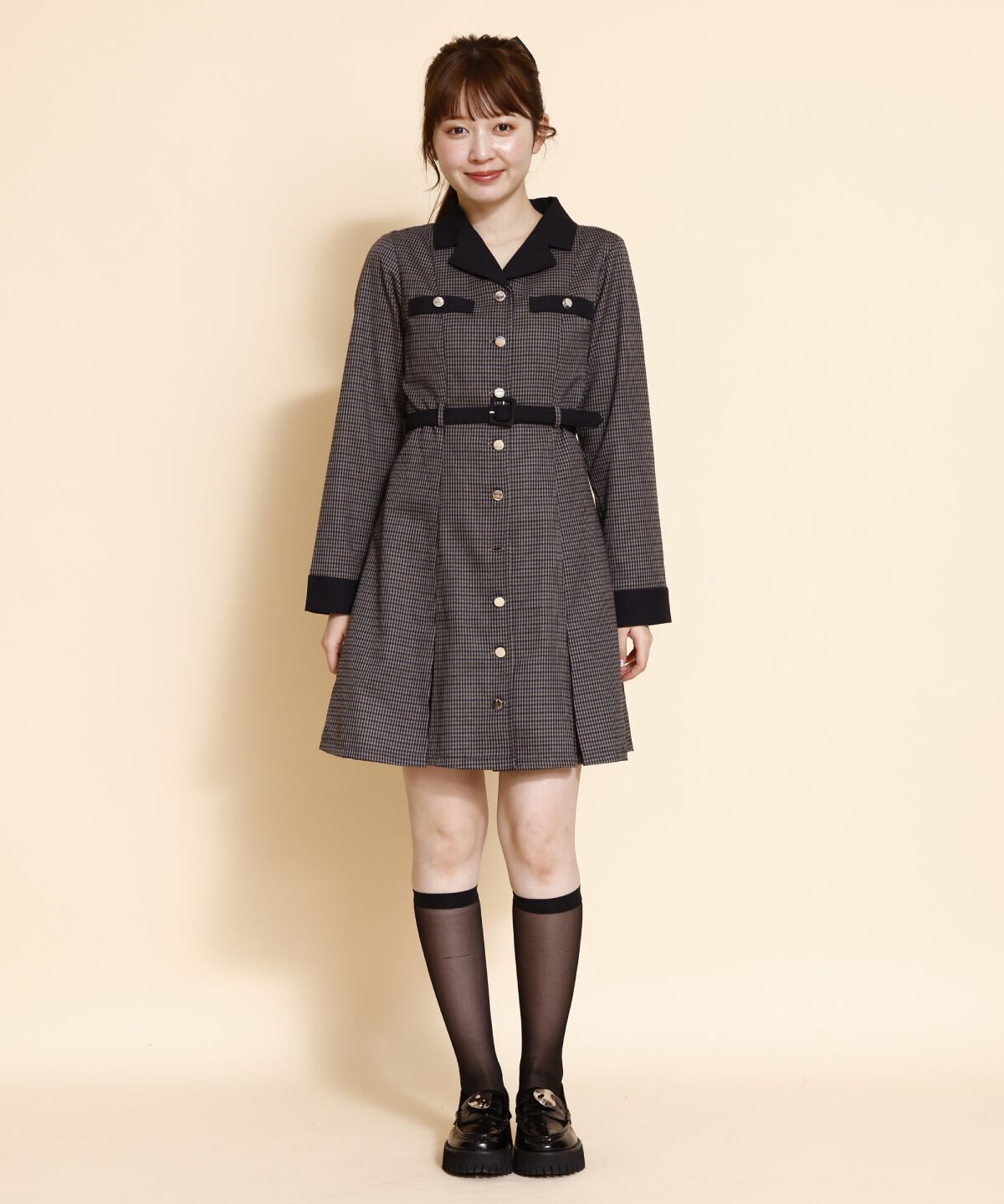 REDYAZEL「チェックバイカラーミニシャツワンピース」|ワンピース|