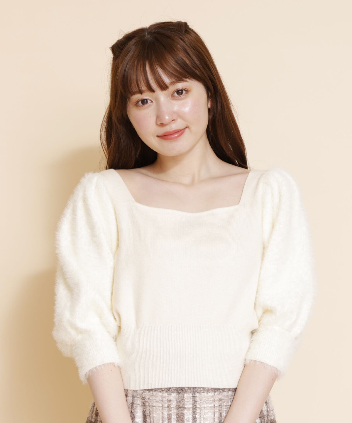 REDYAZEL「シャギースリーブニットトップス」|ニット・セーター|ホワイト