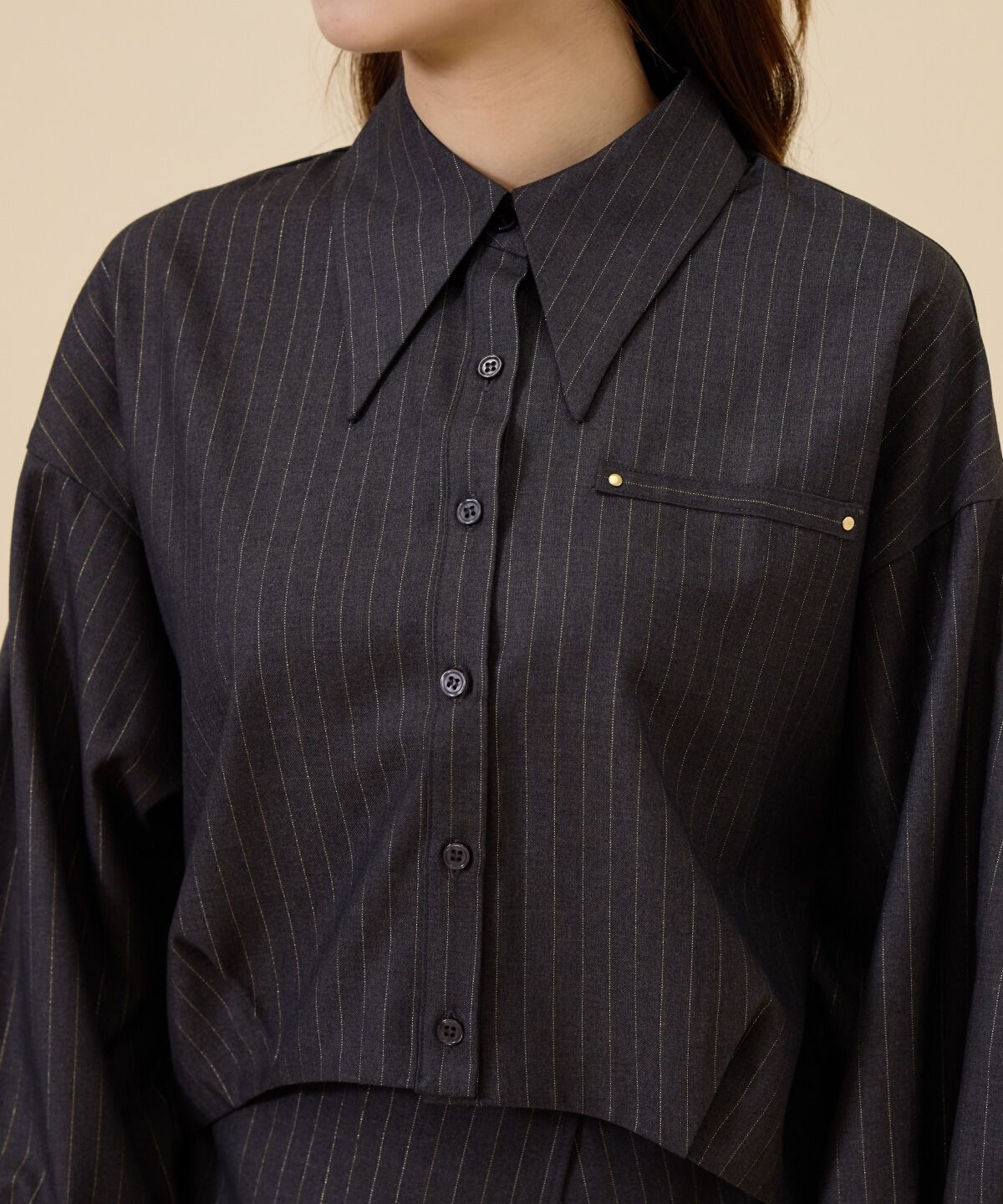 REDYAZEL「ゴールドラメストライプシャツ」|シャツ・ブラウス|