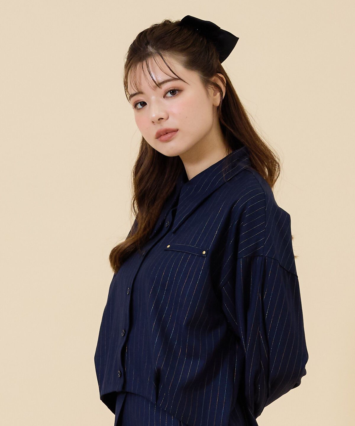 REDYAZEL「ゴールドラメストライプシャツ」|シャツ・ブラウス|