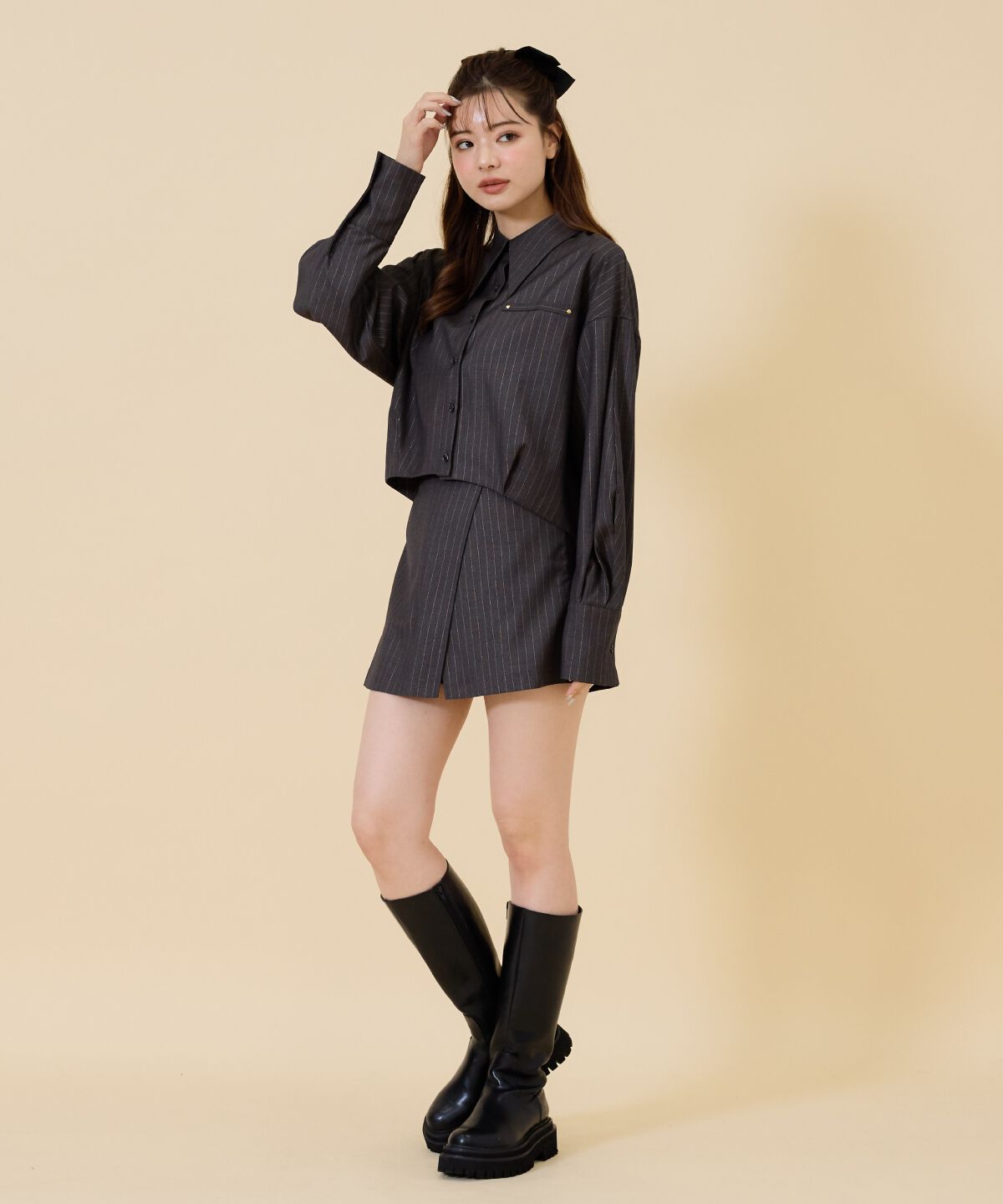 REDYAZEL「ゴールドラメストライプラップショートパンツ」|キュロット|