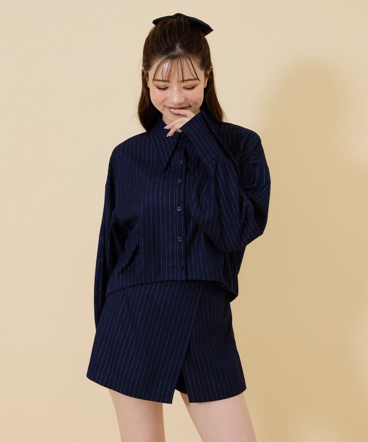 REDYAZEL「ゴールドラメストライプラップショートパンツ」|キュロット|