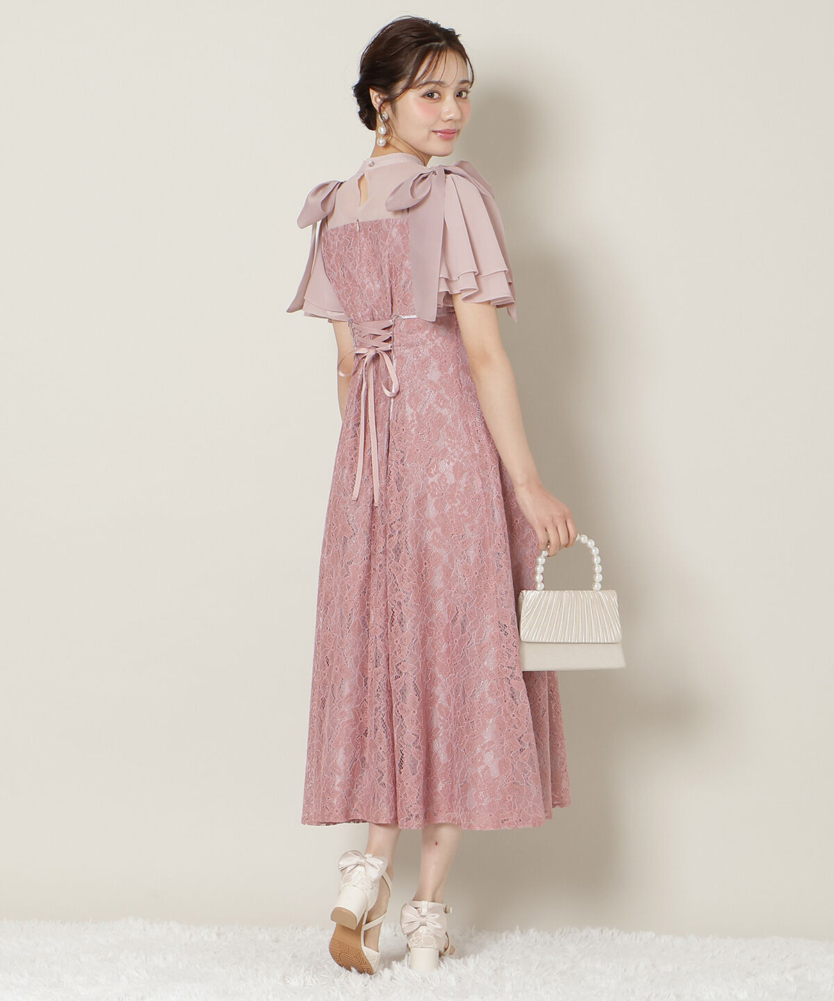 WILLSELECTION「肩リボンパイピングレースワンピース」|ドレス|