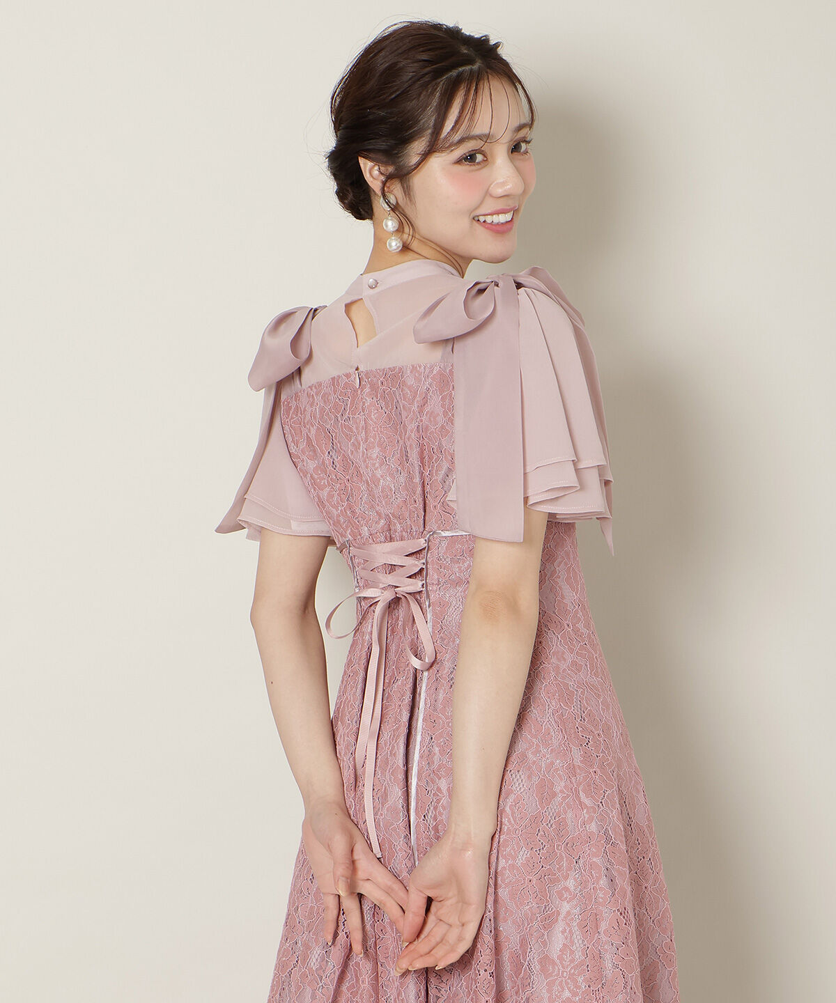 WILLSELECTION「肩リボンパイピングレースワンピース」|ドレス|