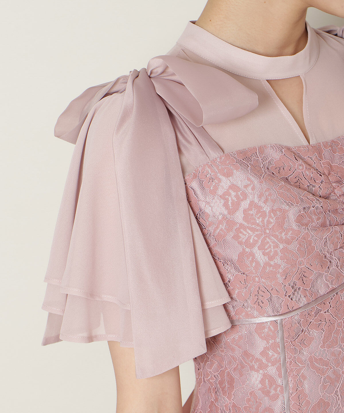 WILLSELECTION「肩リボンパイピングレースワンピース」|ドレス|