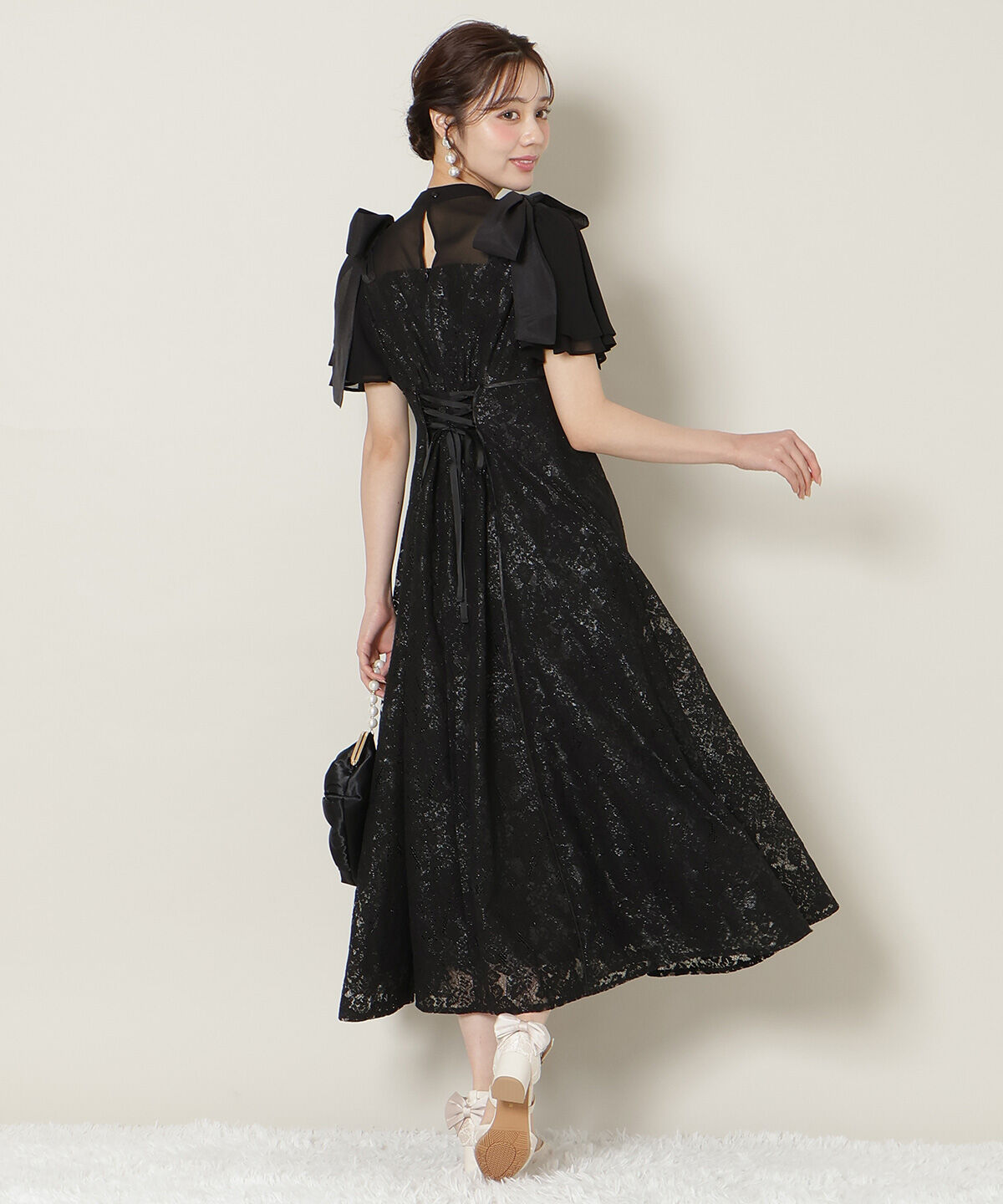 WILLSELECTION「肩リボンパイピングレースワンピース」|ドレス|