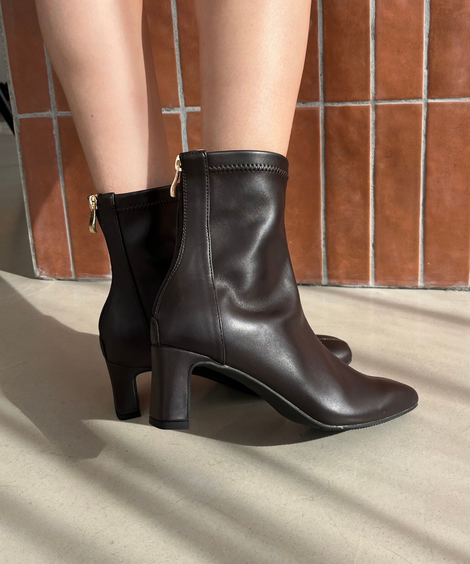 ORiental TRaffic「●2025秋冬新作●【 美脚 】 ストレッチ ヒール バックジップ ブーツ / 51423」|ショートブーツ|