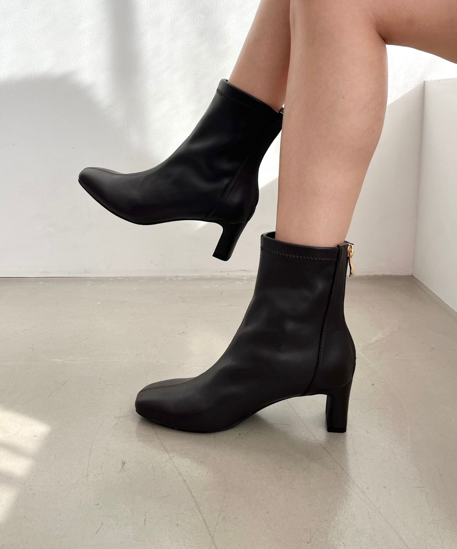 ORiental TRaffic「●2025秋冬新作●【 美脚 】 ストレッチ ヒール バックジップ ブーツ / 51423」|ショートブーツ|