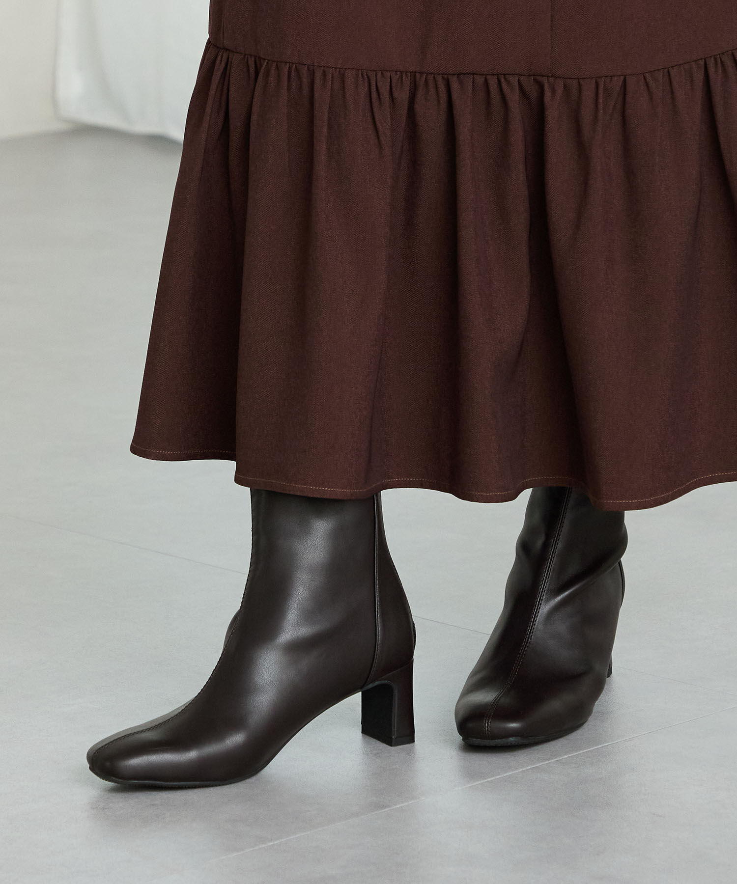 ORiental TRaffic「●2025秋冬新作●【 美脚 】 ストレッチ ヒール バックジップ ブーツ / 51423」|ショートブーツ|