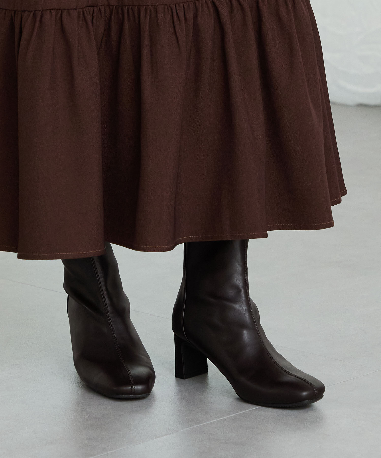 ORiental TRaffic「●2025秋冬新作●【 美脚 】 ストレッチ ヒール バックジップ ブーツ / 51423」|ショートブーツ|