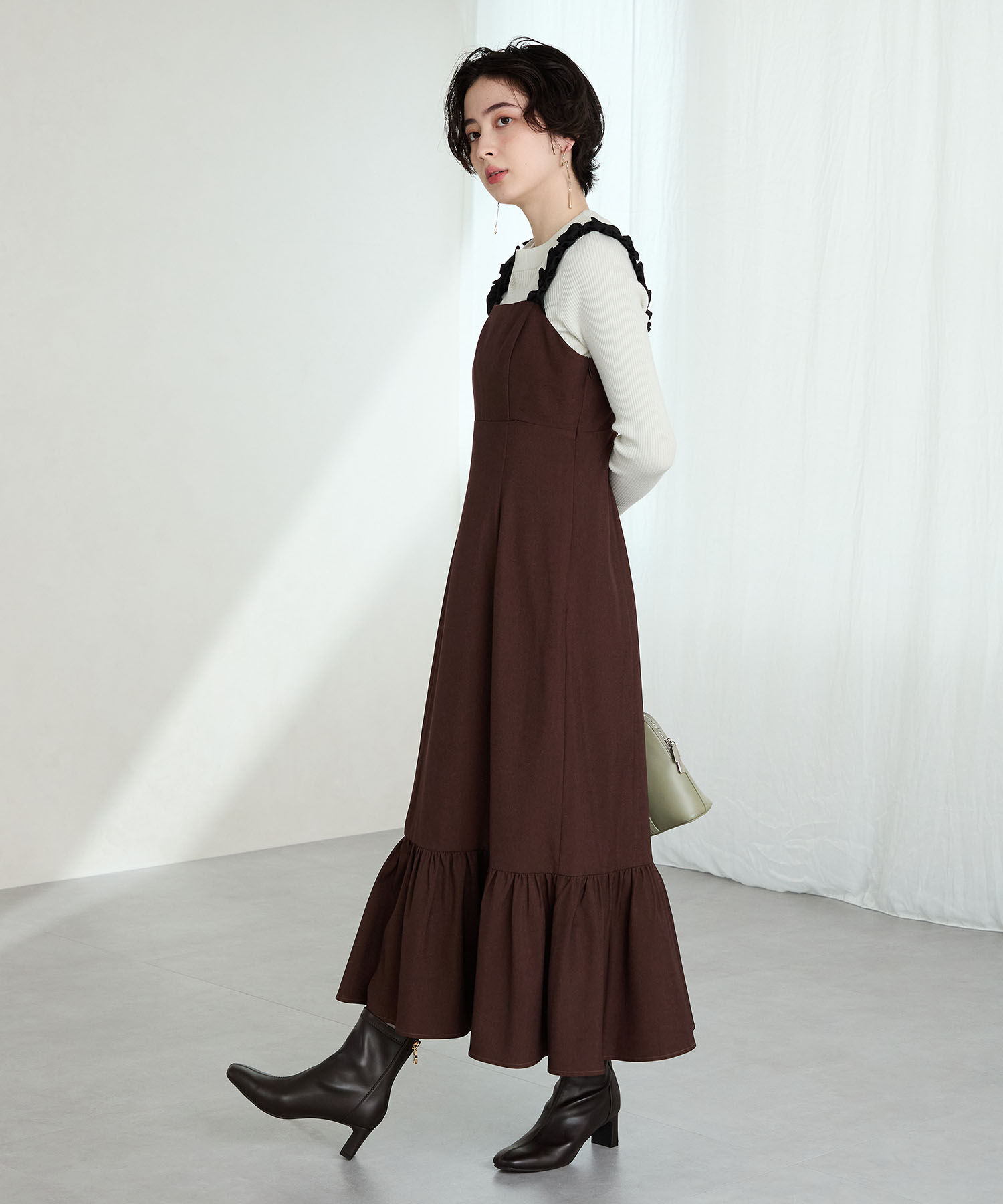 ORiental TRaffic「●2025秋冬新作●【 美脚 】 ストレッチ ヒール バックジップ ブーツ / 51423」|ショートブーツ|