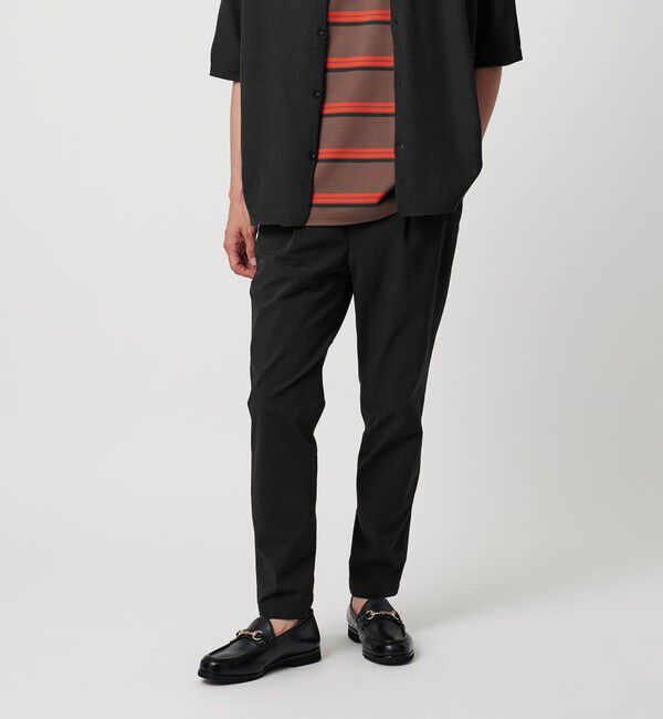 BEAUTY&YOUTH UNITED ARROWS「360&deg;MASTER 1プリーツ テーパード イージーパンツ -セットアップ対応 ストレッチ ウォッシャブル マルチ機」|チノ|BLACK
