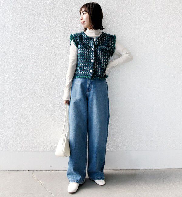 SHIPS for women「〈手洗い可能〉メタルボタンツイードニットベスト」|ベスト・ジレ|