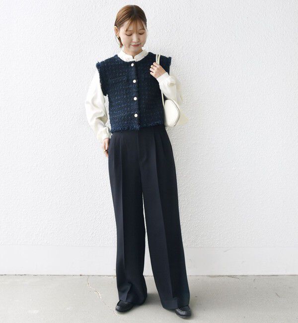 SHIPS for women「〈手洗い可能〉メタルボタンツイードニットベスト」|ベスト・ジレ|