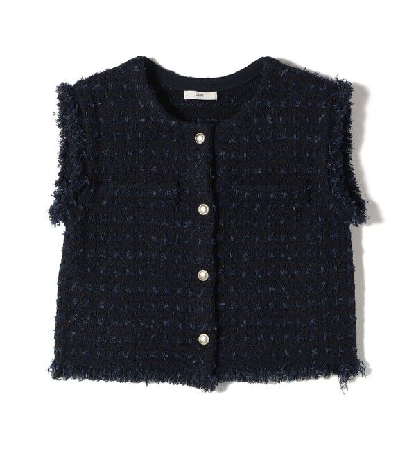 SHIPS for women「〈手洗い可能〉メタルボタンツイードニットベスト」|ベスト・ジレ|