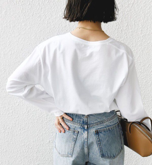 SHIPS for women「〈洗濯機可能〉プラチナヴェール 長袖 ロゴ TEE」|Tシャツ・カットソー|