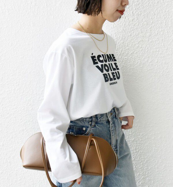 SHIPS for women「〈洗濯機可能〉プラチナヴェール 長袖 ロゴ TEE」|Tシャツ・カットソー|