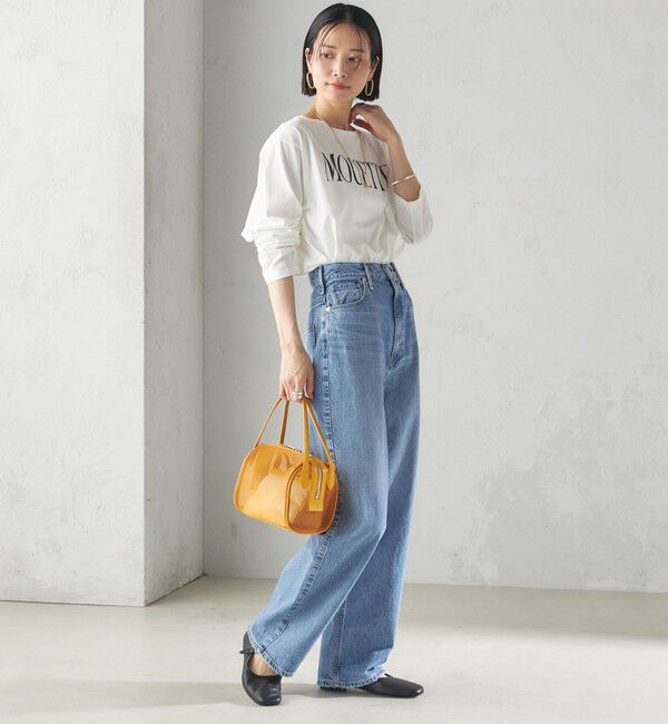 SHIPS for women「〈洗濯機可能〉プラチナヴェール 長袖 ロゴ TEE」|Tシャツ・カットソー|