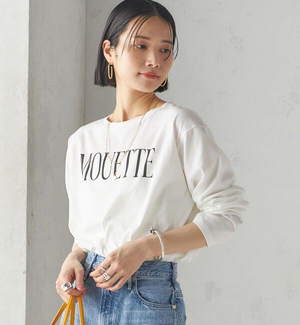 SHIPS for women「〈洗濯機可能〉プラチナヴェール 長袖 ロゴ TEE」|Tシャツ・カットソー|