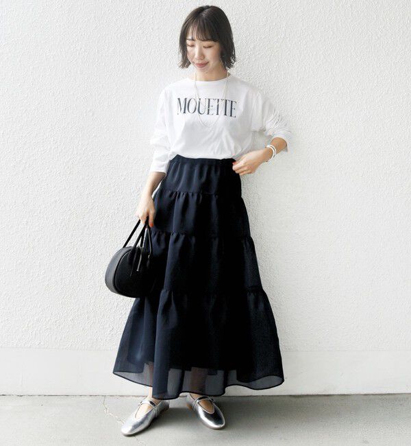 SHIPS for women「〈洗濯機可能〉プラチナヴェール 長袖 ロゴ TEE」|Tシャツ・カットソー|