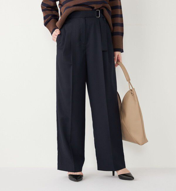 SHIPS Colors 「SHIPS Colors:〈手洗い可能〉TR ベルテッド タック パンツ」|その他|