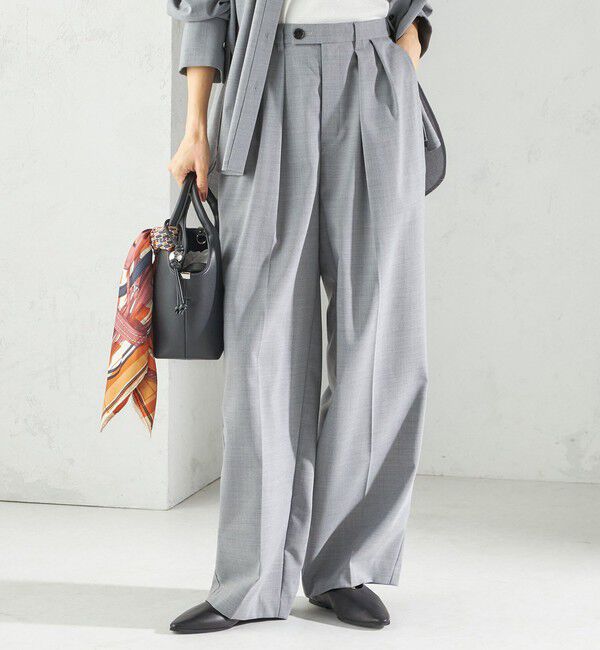 SHIPS for women「〈手洗い可能〉トロピカル タック パンツ（セットアップ対応）」|スラックス|