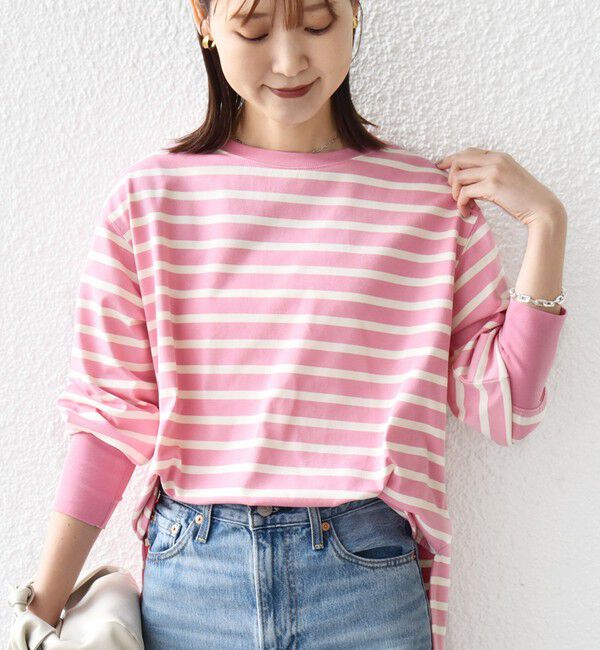 SHIPS for women「《追加予約》【SHIPS別注】TENNESSEE:〈洗濯機可能〉ワイド ボーダー TEE」|Tシャツ・カットソー|