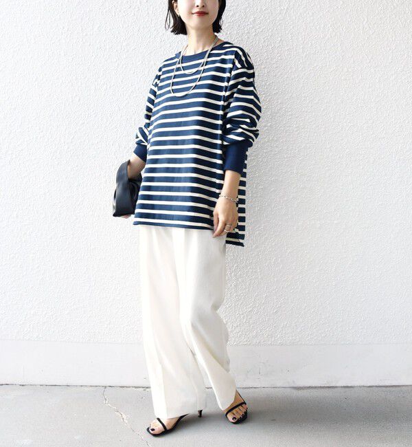 SHIPS for women「《追加予約》【SHIPS別注】TENNESSEE:〈洗濯機可能〉ワイド ボーダー TEE」|Tシャツ・カットソー|