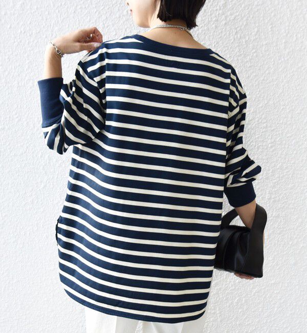 SHIPS for women「《追加予約》【SHIPS別注】TENNESSEE:〈洗濯機可能〉ワイド ボーダー TEE」|Tシャツ・カットソー|