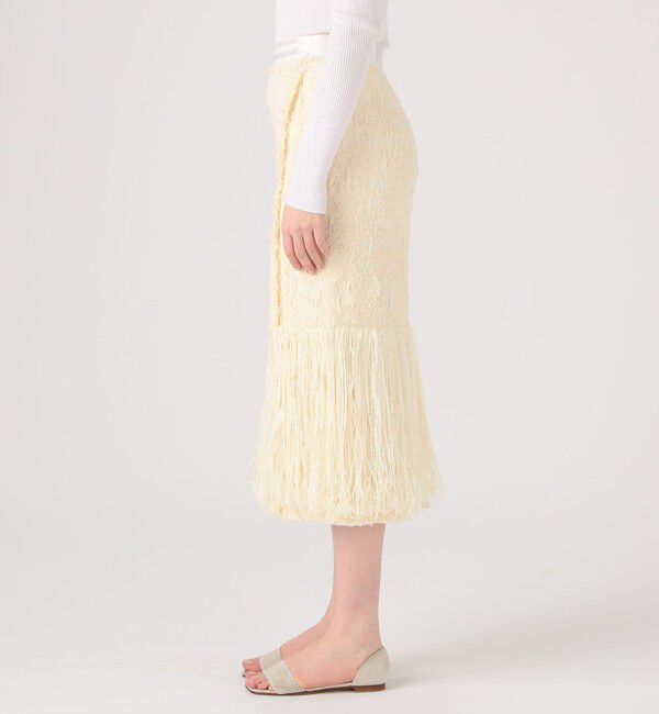 DES PRES「フリンジラフツイード タイトミディスカート」|タイト|