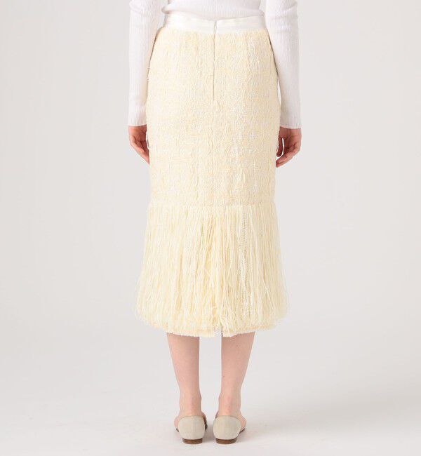DES PRES「フリンジラフツイード タイトミディスカート」|タイト|