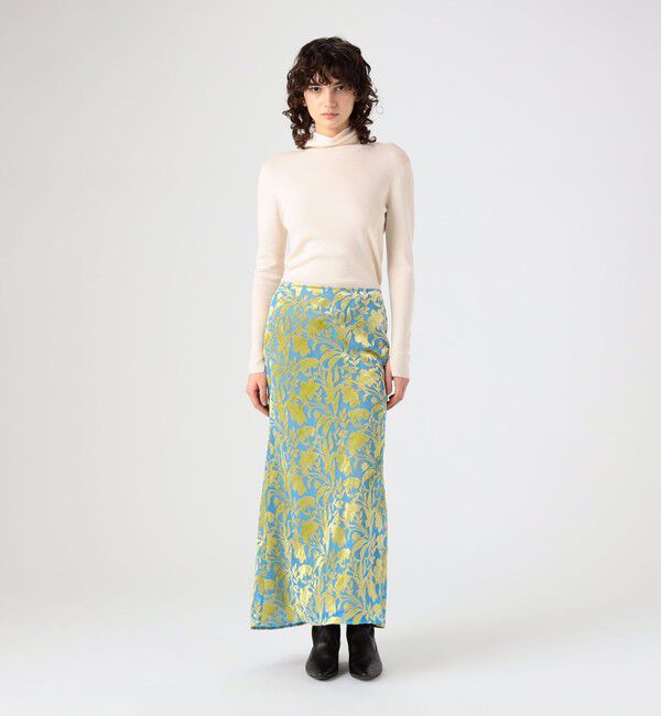 DES PRES「コスモスオパールプリント フォッシュテールマキシスカート」|フレア|