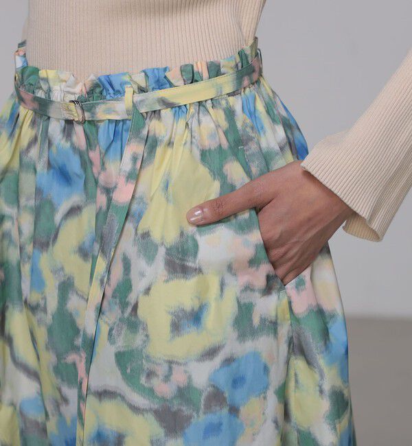 Ballsey「ブルードフラワージャカード ギャザースカート」|フレア|