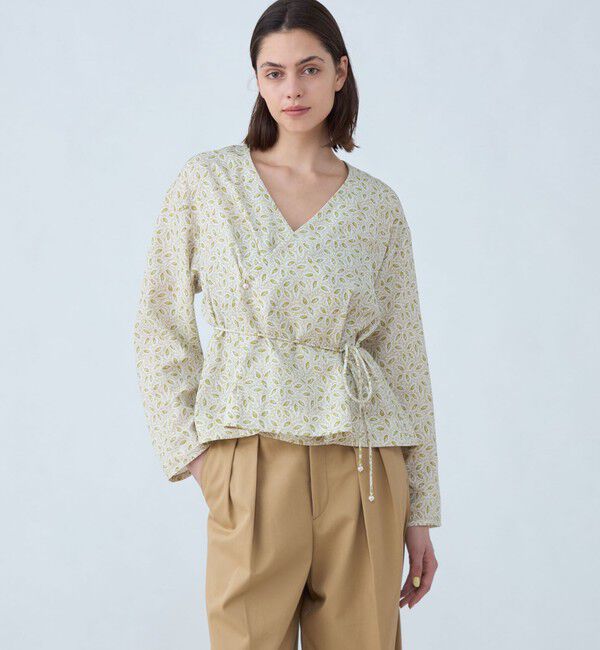 SOULEIADO「セルロースリネンプリント カシュクールブラウス」|シャツ・ブラウス|