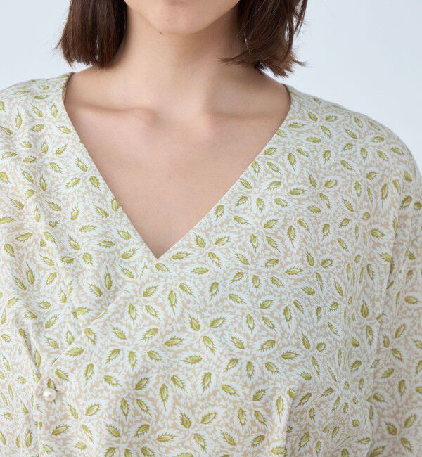 SOULEIADO「セルロースリネンプリント カシュクールブラウス」|シャツ・ブラウス|