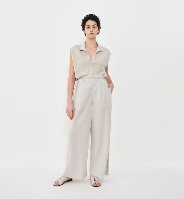 GALERIE VIE「リネンキュプラシルクコンパクト ワイドイージーパンツ」|その他|