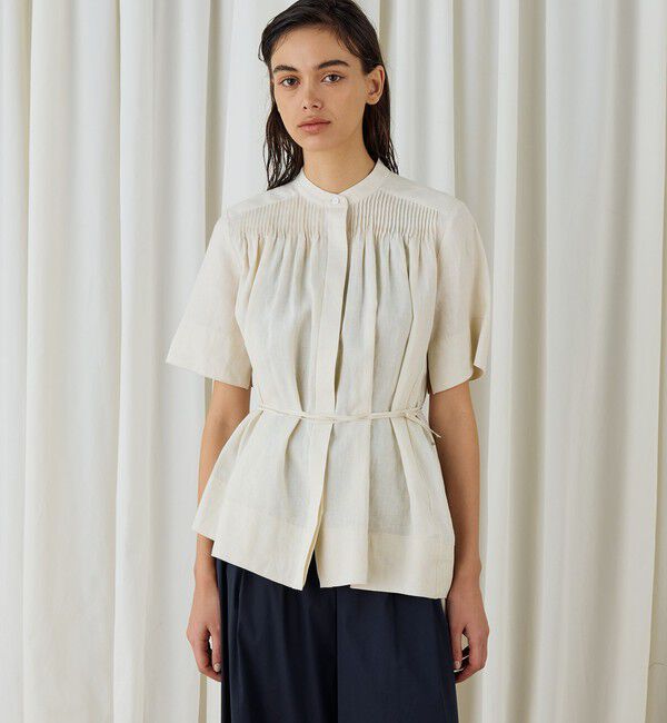 DES PRES「スパークリネン アシンメトリーヘムブラウス」|シャツ・ブラウス|