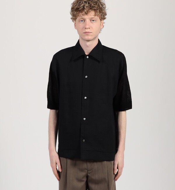 TOMORROWLAND MENS「リネンニットコンビ ハーフスリーブシャツ」|ニット・セーター|