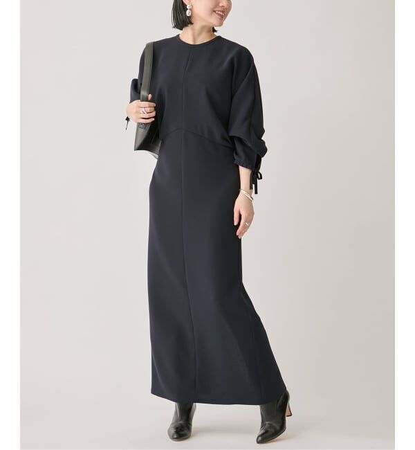 VERMEIL par iena「ドルマンスリーブドレープワンピース」|ワンピース|ネイビー