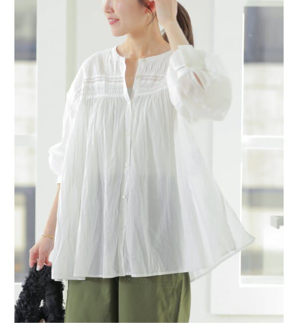 JOURNAL STANDARD relume「《予約》［26SS新作］コットンボイルクリンクルピンタックブラウス」|シャツ・ブラウス|ホワイト