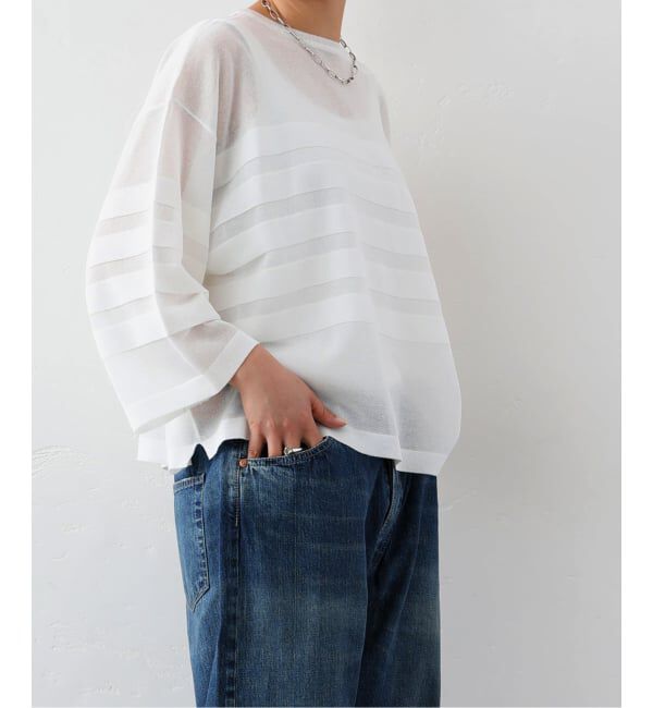 journal standard luxe「《予約》シアーボーダー ボートネックプルオーバー」|ニット・セーター|