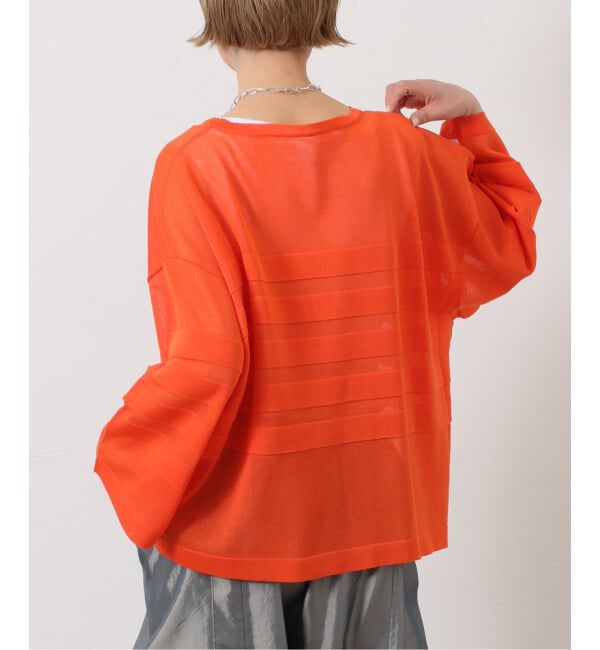 journal standard luxe「《予約》シアーボーダー ボートネックプルオーバー」|ニット・セーター|オレンジ