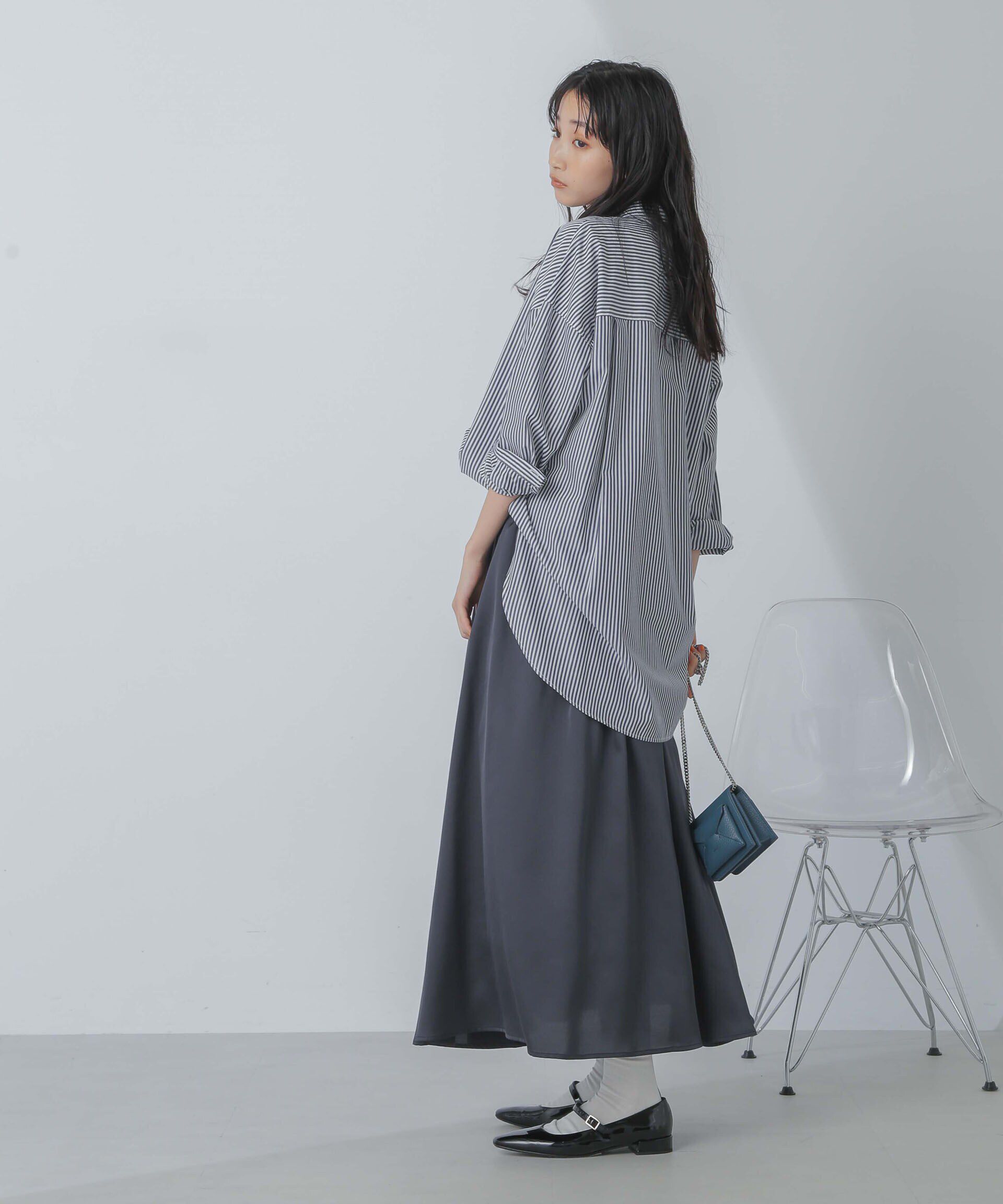 nano･universe「サテンギャザースカート(セットアップ可) 」|スカート|