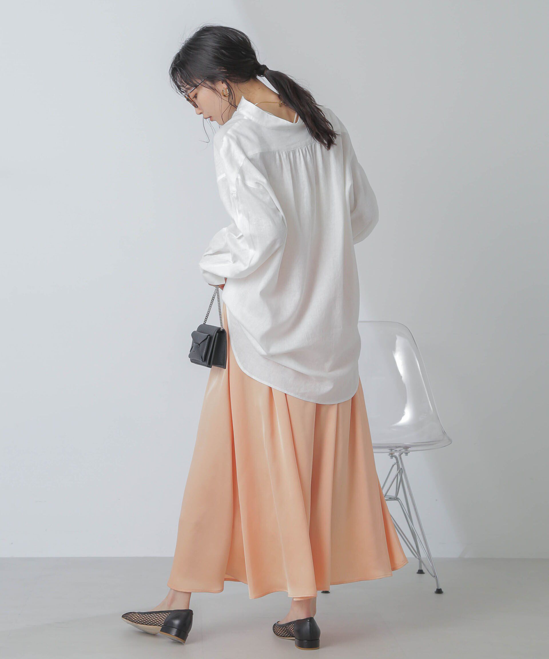 nano･universe「サテンギャザースカート(セットアップ可) 」|スカート|